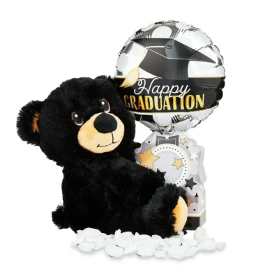 Black Bear Plush with Candy & Balloon