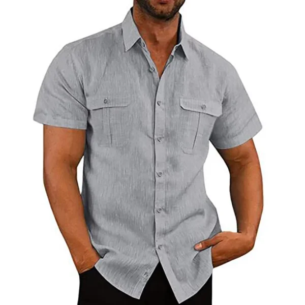 Mens Short Sleeve Classic Shirts Fishing Casual Regula-Fit