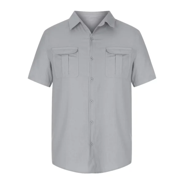 Mens Short Sleeve Classic Shirts Fishing Casual Regula-Fit - Image 2