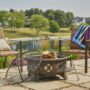 35" Round Lattice Wood Burning Fire Pit with Cover